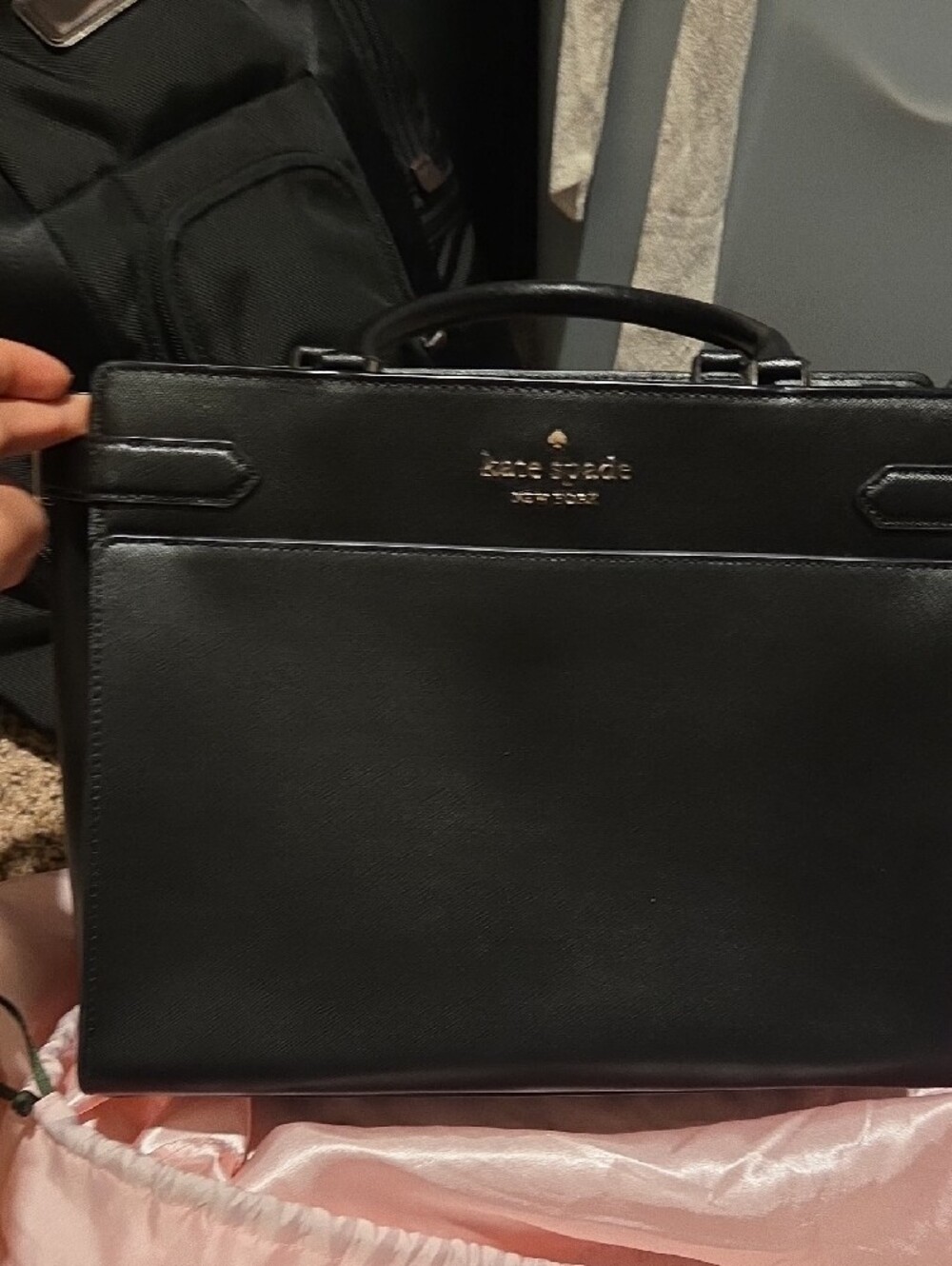 kate spade White Dust Bag with Black Logo
